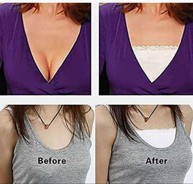 Loope GLAMORAS Cotton Clip On Camisole for Women Mock Lace Deep Neck Cleavage Cover Up Inner Cami Secret Slip for Women | Free Size